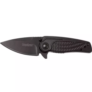 Kershaw SPOKE, Folding Knife/Assisted, 4CR14, black-oxide, Plain, Drop Point, SpeedSafe, Flipper, Liner Lock, Reversible Carry, 2", Steel, Black-Oxide, Box 1313BLK
