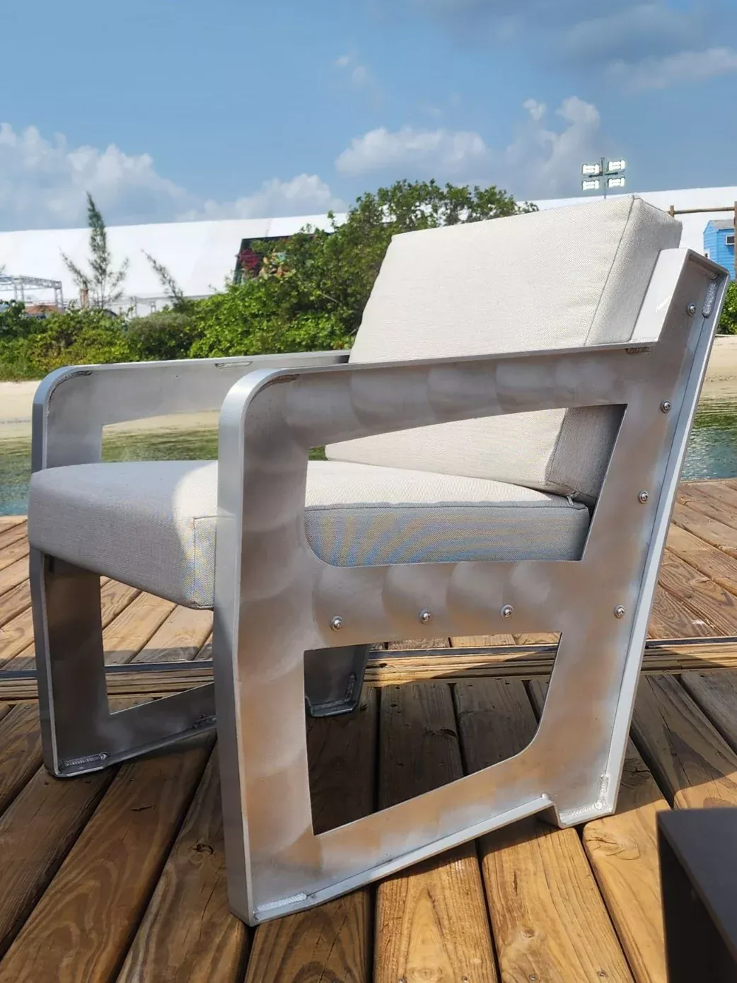 Killer Dock Club Chair | Width 48″ | Marine-Grade Aluminum | For Dock, Seawall, Deck & Patio