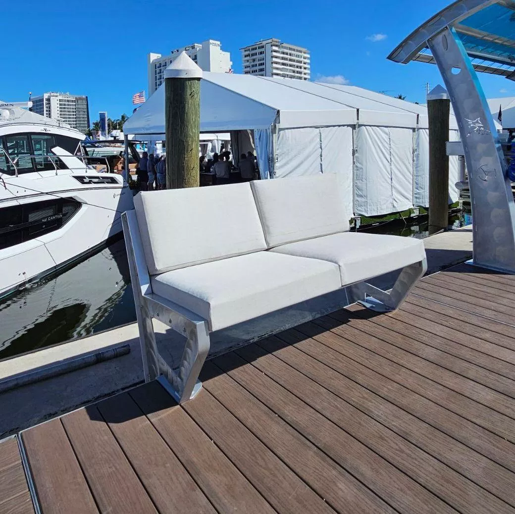 Killer Dock Love Seat | Width 48″ | Marine Grade Aluminum | For Dock, Seawall, Deck & Patio