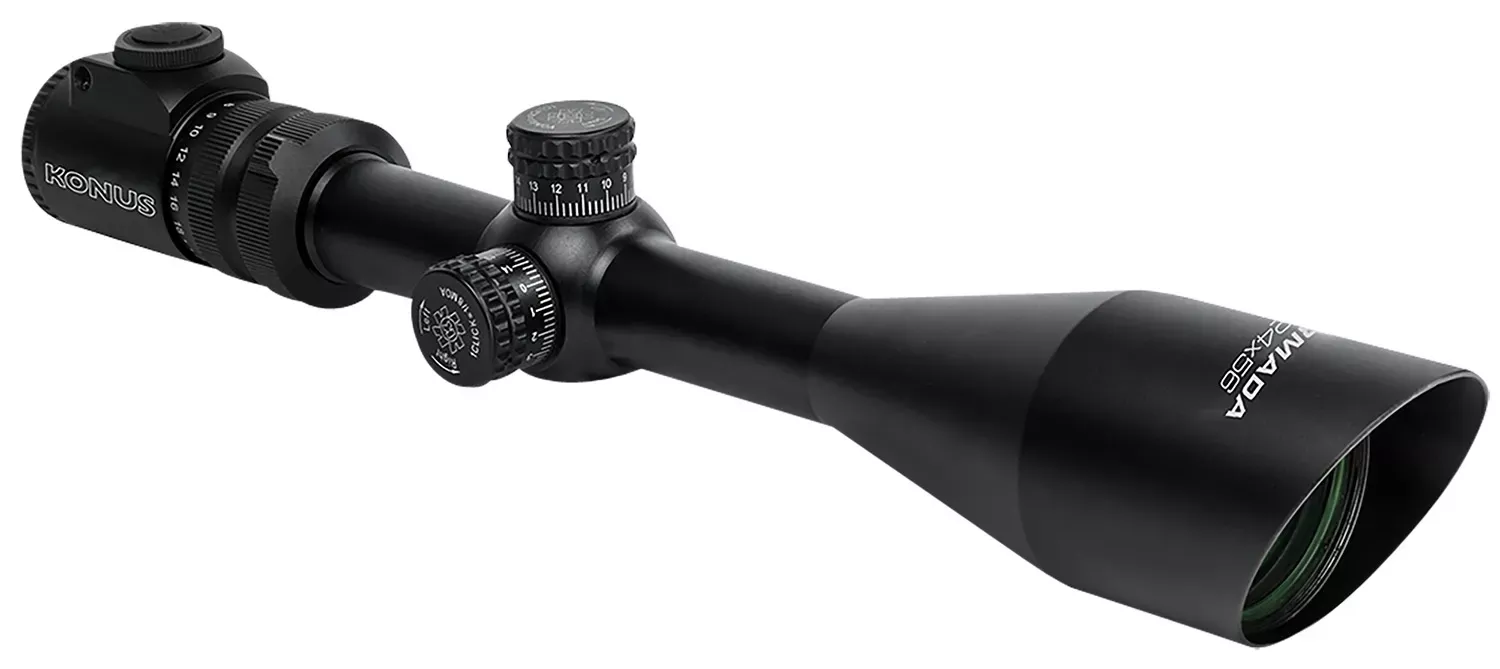 Konus Armada Rifle Scope Black 6-24x56mm Dual Illuminated Red/Blue Engraved Fine Crosshair Reticle