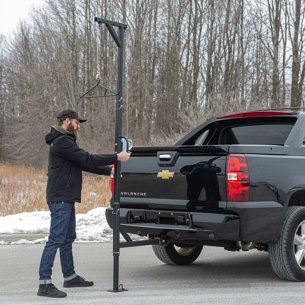 KShot Deluxe Hitch-Mounted Deer Hoist W/ Swivel & Gambrel | Model DEER-HOIST-SWIVEL | Height 95.75″ | 20 To 100+ HP | For Trucks, SUVs, ATVs & UTVs