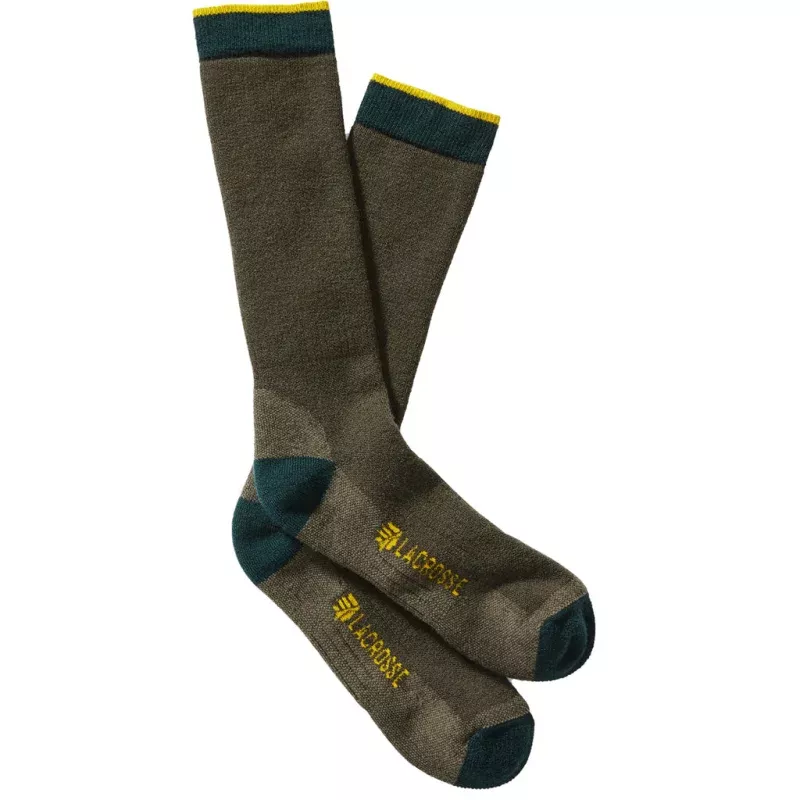 Lacrosse Men’s Merino Midweight Socks Crew OD Green Large