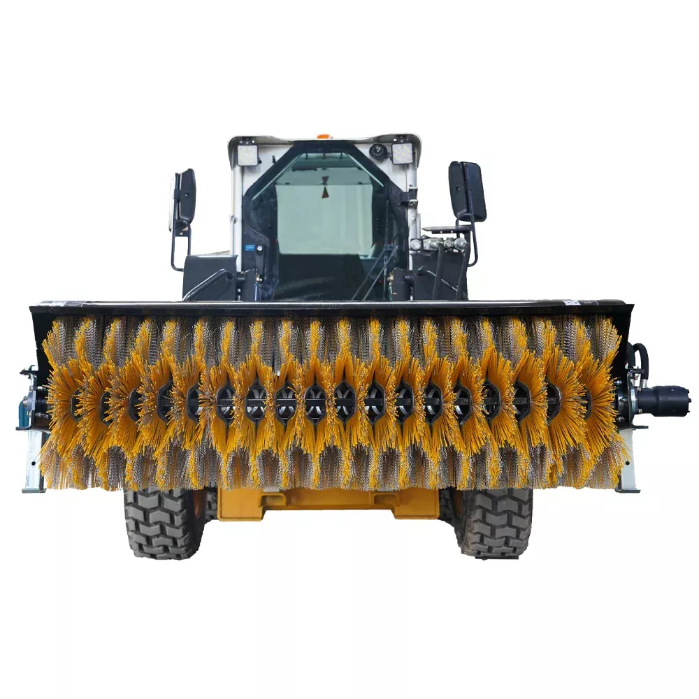 Landy Attachments Angle & Box Broom Sweeper | Sweeping Width 72″ | 15 GPM | 15-20 HP | For Skid Steers, Tractors & Loaders
