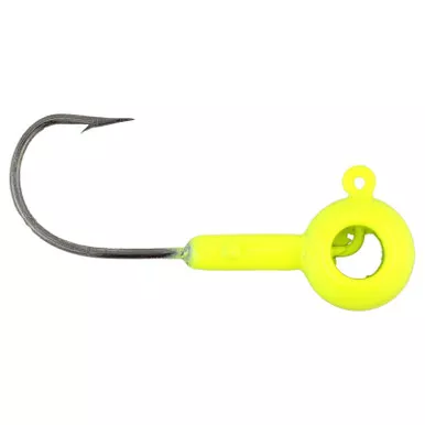 Leland’s Lures Crappie Magnet Eyehole Round Jig Head Chartreuse 1/8 oz.