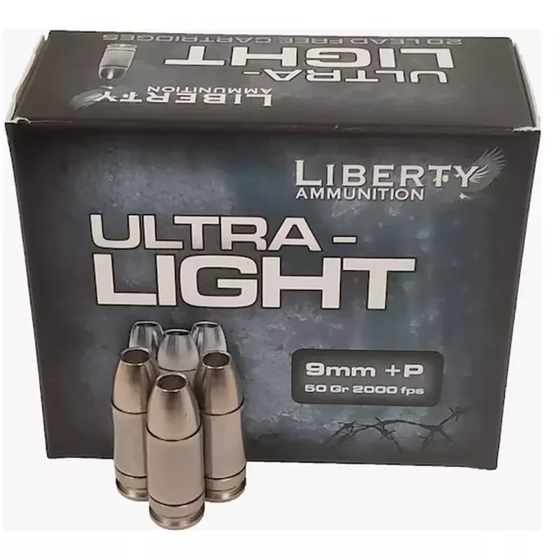 Liberty Ultra Light Pistol Ammo 9mm +P 50 gr. 20 rd.