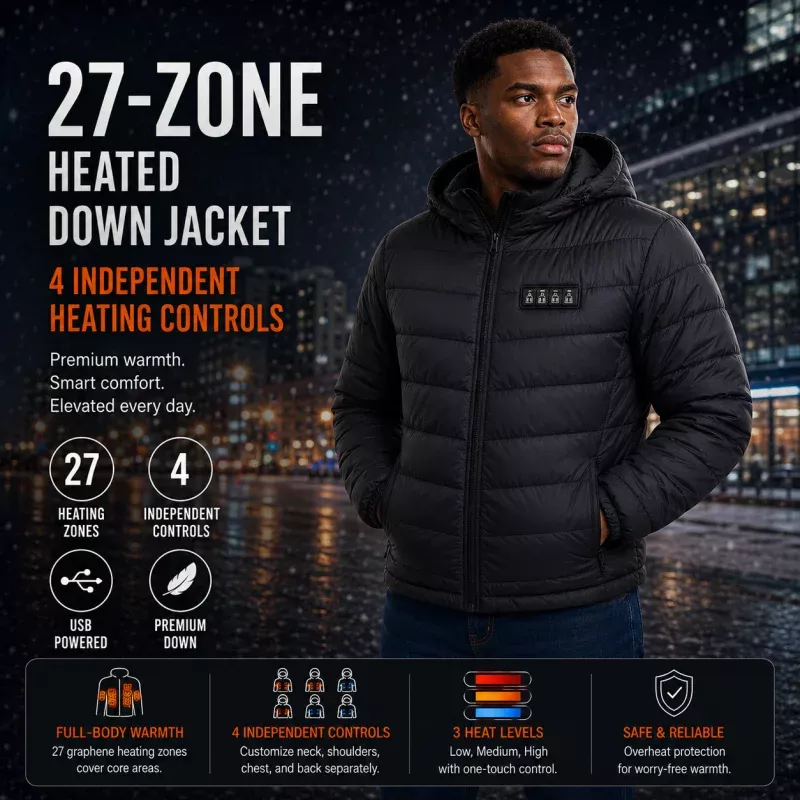 LITEGUEST 27-Zone Heated Down Jacket | 4 Independent Controls