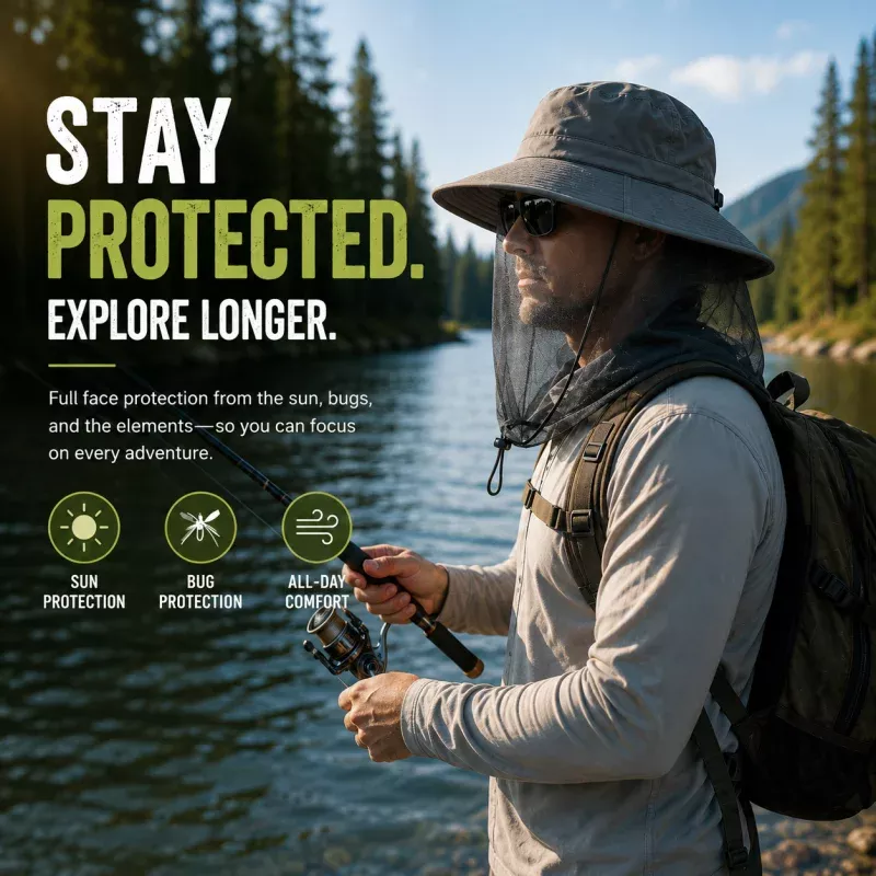 LITEGUEST Mosquito-Proof Fishing HatUPF50+ Sun & Bug Protection Hat