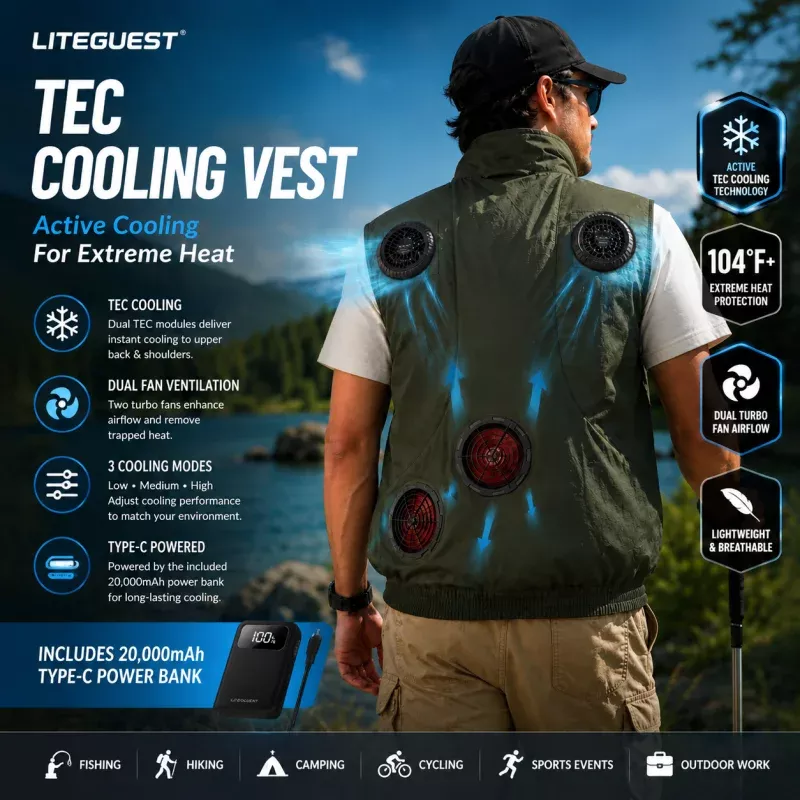 LITEGUEST TEC Cooling Vest | Advanced Active Cooling with Dual Fans