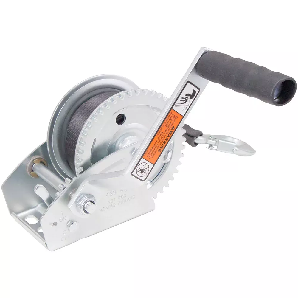 Load Rite Single-Speed Trailer Winch – 1100lbs – 20′ Strap – 7″ Handle – 6089.2