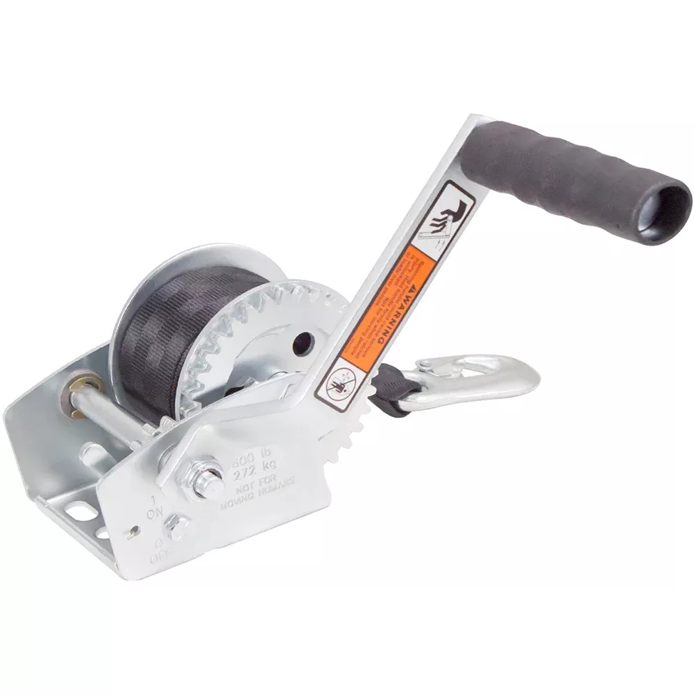 Load Rite Single-Speed Trailer Winch – 600lbs – 12′ Strap – 6089.12