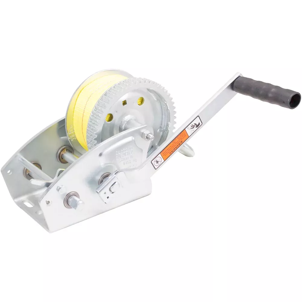 Load Rite Two-Speed Trailer Winch - 3200lbs - 25' Yellow Heavy Duty Strap - 6089.3