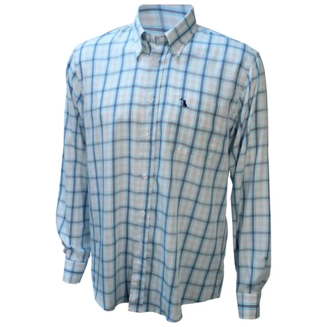 Local Boy Outfitters Men’s Hutton Button-Down Dress Shirt – Coral/Light Blue/Blue