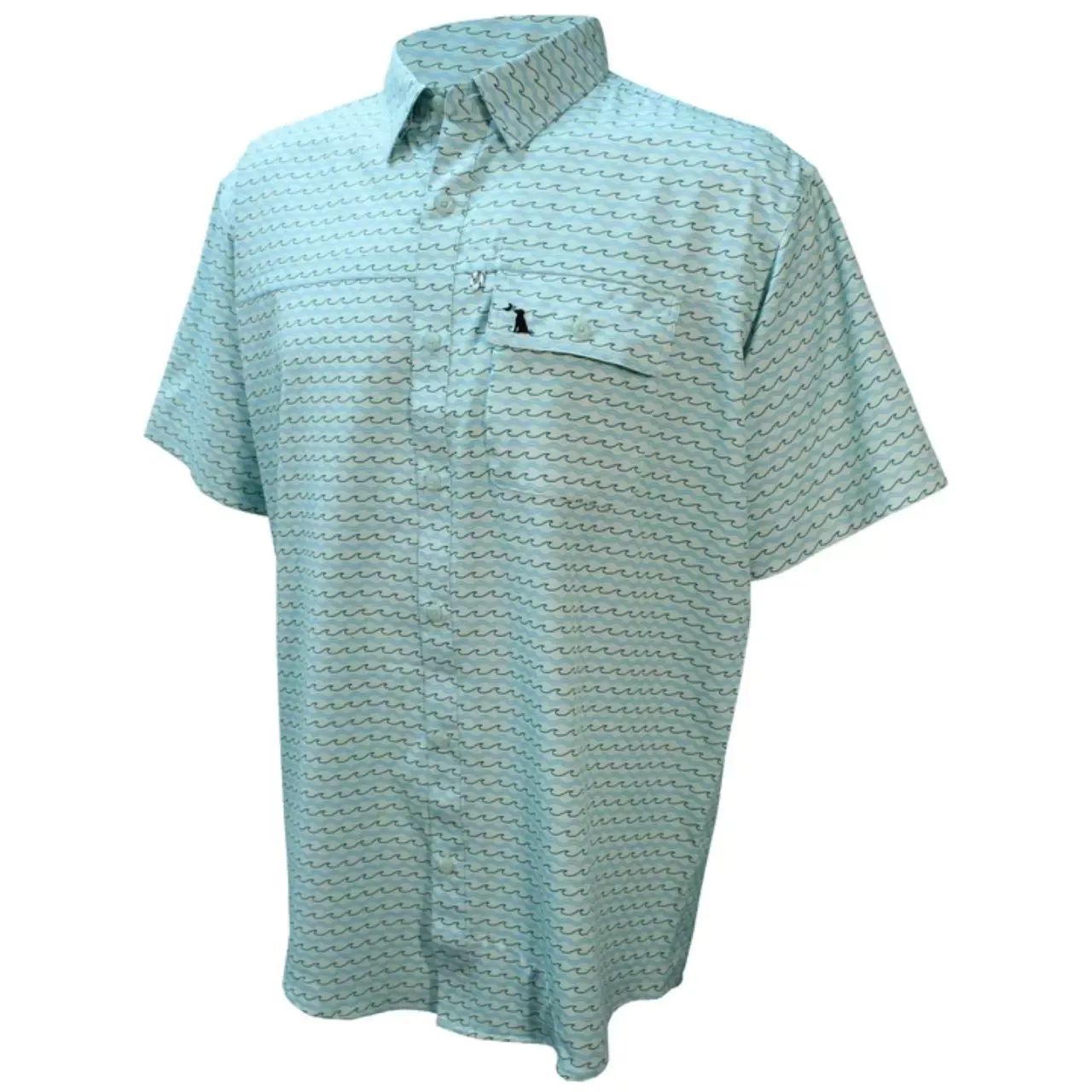 Local Boy Outfitters Men’s Seadation Waves Angler S/S Button-Down Shirt – Mojito Sky