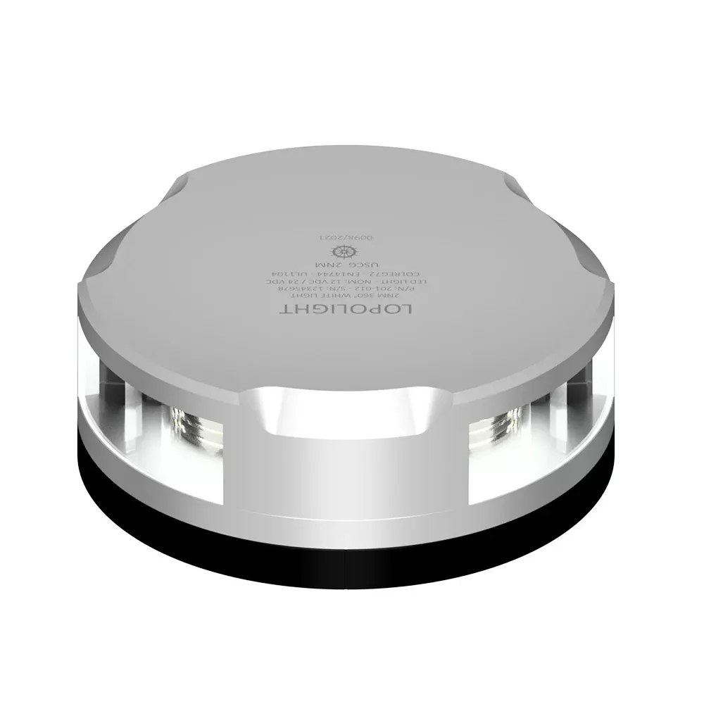 Lopolight 360-Degree Anchor Light – 2nm – Silver Housing w/FB Base – 2.5M Cable [201-012-FB 2.5M]