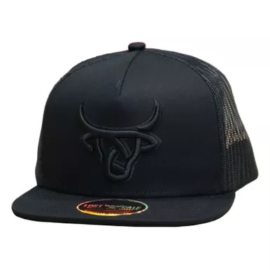 LOST CALF Kids Cuervo Black Flat Cap (LCFY0007)