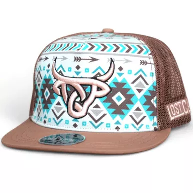 LOST CALF Men’s Oakes Turquoise/Brown Flat Cap (LCF00124)