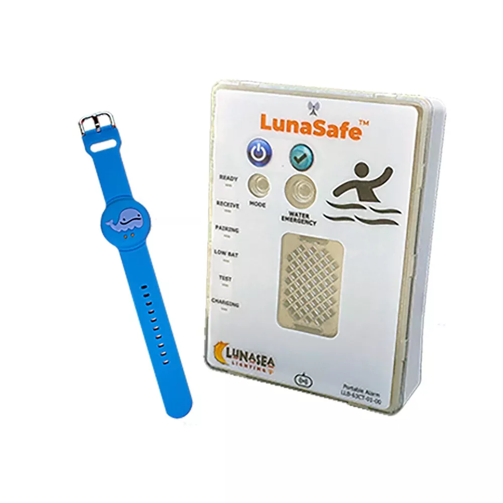 Lunasea Water Activated RF Transmitter w/Rechargeable Alarm Receiver – Blue [LLB-64BL-02-K2]
