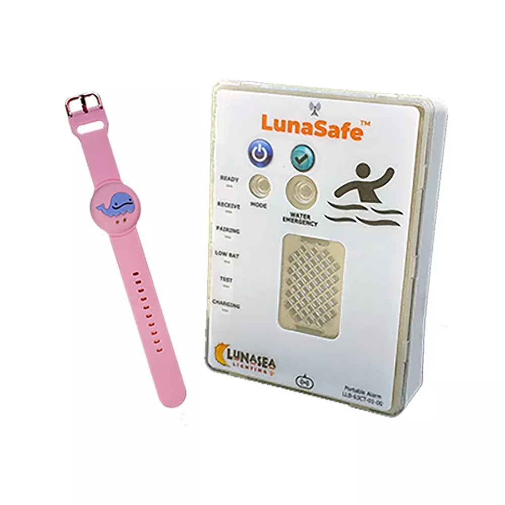 Lunasea Water Activated RF Transmitter w/Rechargeable Alarm Receiver – Pink [LLB-64PK-02-K2]