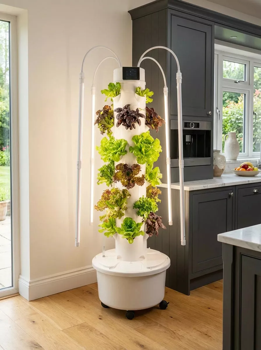 Lyine Vertical Hydroponic Tower | Model 4P6 Touchscreen Version | Height 61″ | 24 Plant Sites | For Indoor Growing System