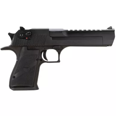 Magnum Research DE357 Desert Eagle Mark XIX 357 Mag Caliber with 6" Picatinny Rail Barrel, 9+1 Capacity, Overall Black Finish Carbon Steel, Beavertail Frame, Serrated Slide & Rubber Grip