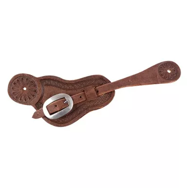 MARTIN SADDLERY Buckaroo Chocolate Spurstraps with San Carlos Tooling (SS34CROSC)