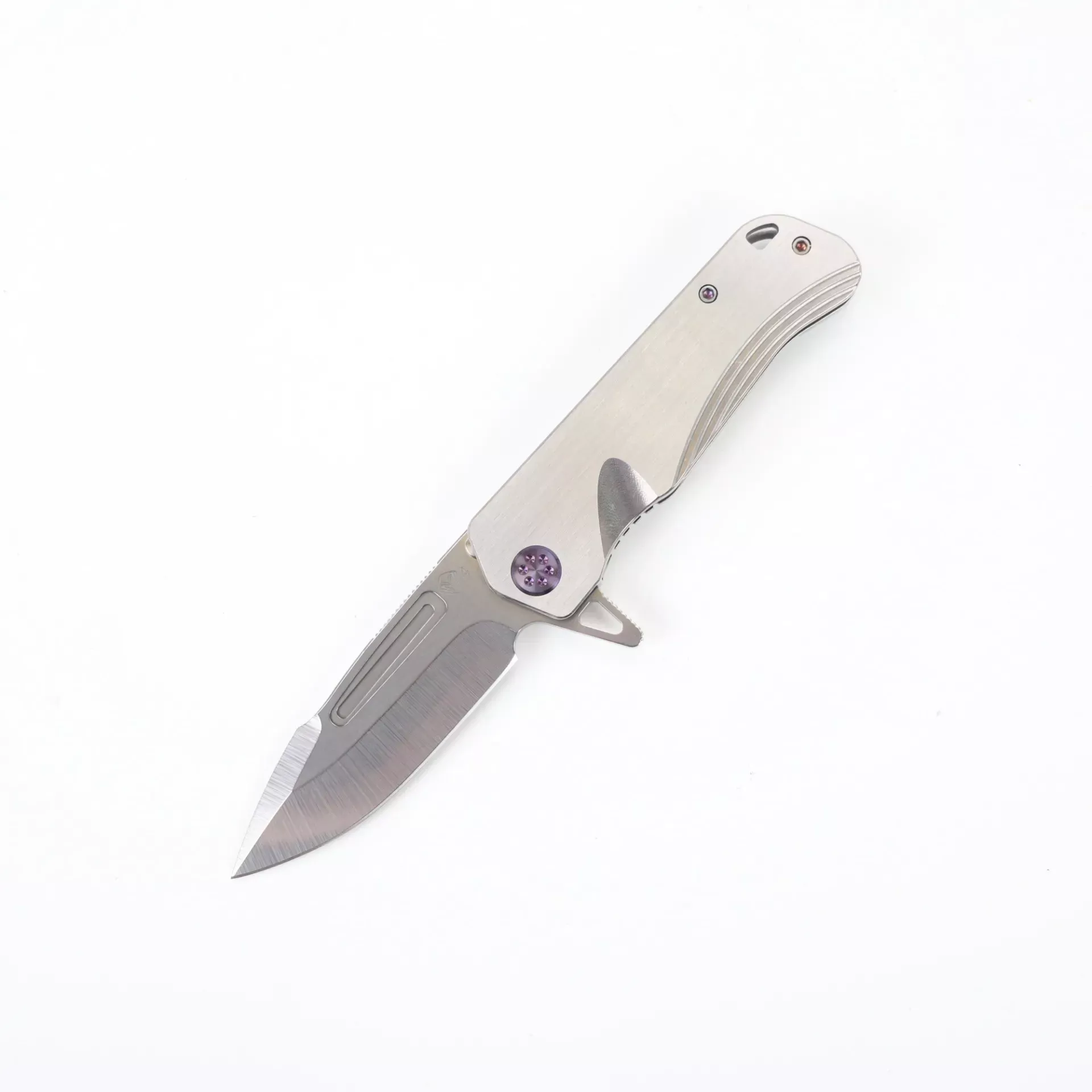 Medford Knives Proxima Tumbled Silver Violet Hardware