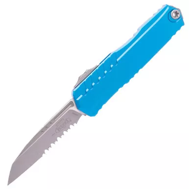 Microtech CYPHER II S/E Apocalyptic Part Serrated Blue 4" OTF