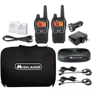 Midland T77VP5 Two-Way Radio, 36 Channels, 38-Mile Range, Black, 2 Pack