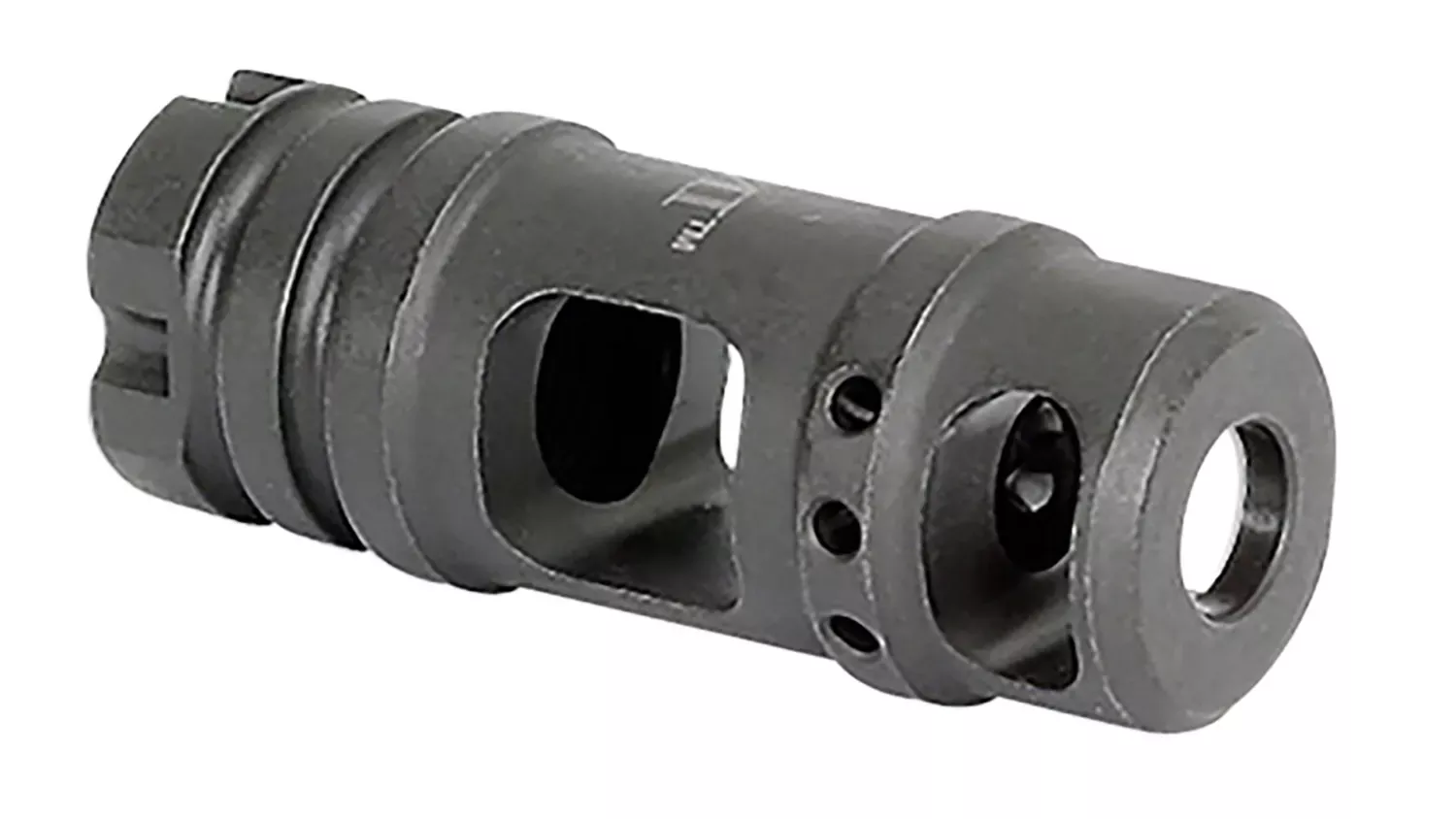 Midwest Industries Muzzle BrakeBlack Phosphate Steel with M14x1 LH Threads for 30 Cal AK-Platform