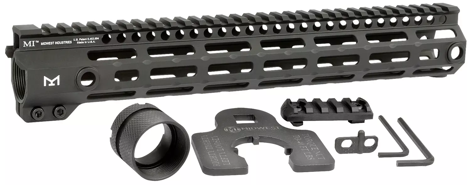 Midwest Industries Tactical G4M Handguard AR-15 Black Hardcoat Anodized Black 12.6″ 6061-T6 Aluminum M-LOK