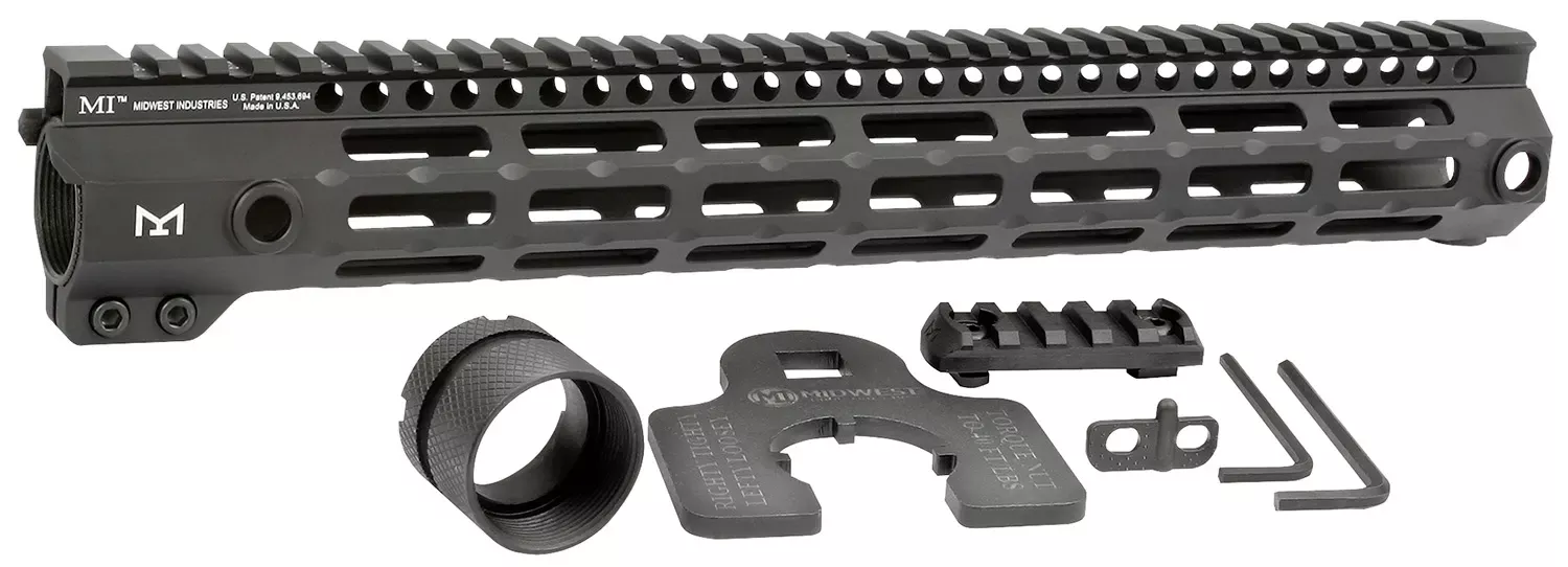 Midwest IndustriesTactical G4M Handguard AR-15 Black Hardcoat Anodized Black 14″ 6061-T6 Aluminum M-LOK