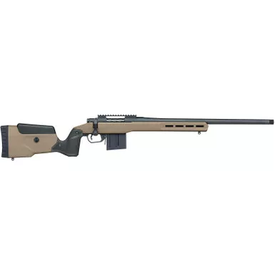 Mossberg 28149 Patriot LR Tactical 308 Win 7+1 24" Matte Blued Threaded Bull Barrel, Matte Blued Picatinny Rail MDT Oryx Tactical M-LOK Flat Dark Earth Synthetic Stock, Right Hand