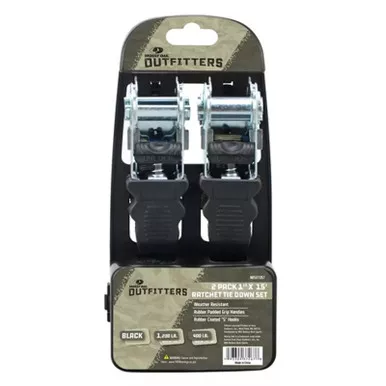 Mossy Oak Outfitters Ratchet Tie Down Set Rubber Grips 1200 lbs 2 Pack