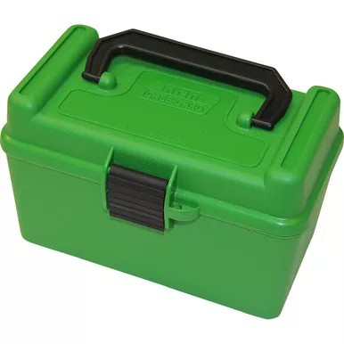 MTM H50-RS-10 Deluxe Handled Rifle Ammunition Case for Small Rifle, Green, 50 Round