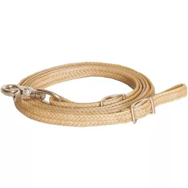 MUSTANG Waxed Braided Tan Roping Rein with Nickel Plated Hardware