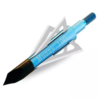 Muzzy 209 Screw In Broadheads, 4 Blade, 100 Grain, Blue, 6 Pack