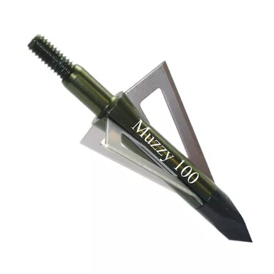 Muzzy 225 Screw-In Broadheads, 3 Blade, 100 Grain, Green, 6 Pack