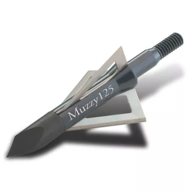 Muzzy 235 Screw-in Broadheads, 3 Blade, 125 Grain, Black, 6 Pack