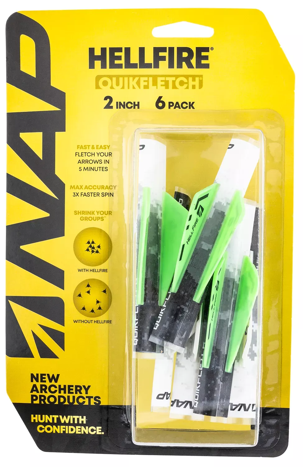 NAP Quickfletch Hellfire Fletching White Green 6 Pack