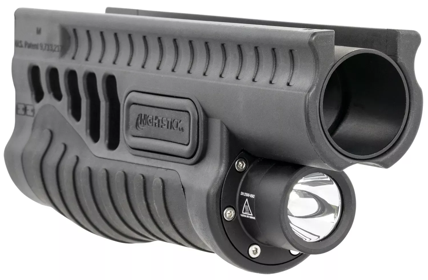 Nightstick SFL Forend Light Black Nylon w/Over-Molded Grip 12 Gauge Mossberg 500/590/ 590A1/Shockwave 1200 Lumens White LED Bulb 203 Meters Beam