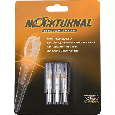 Nockturnal NT-615 String Activated Lighted Nocks, G Size, Orange, 3 Pack