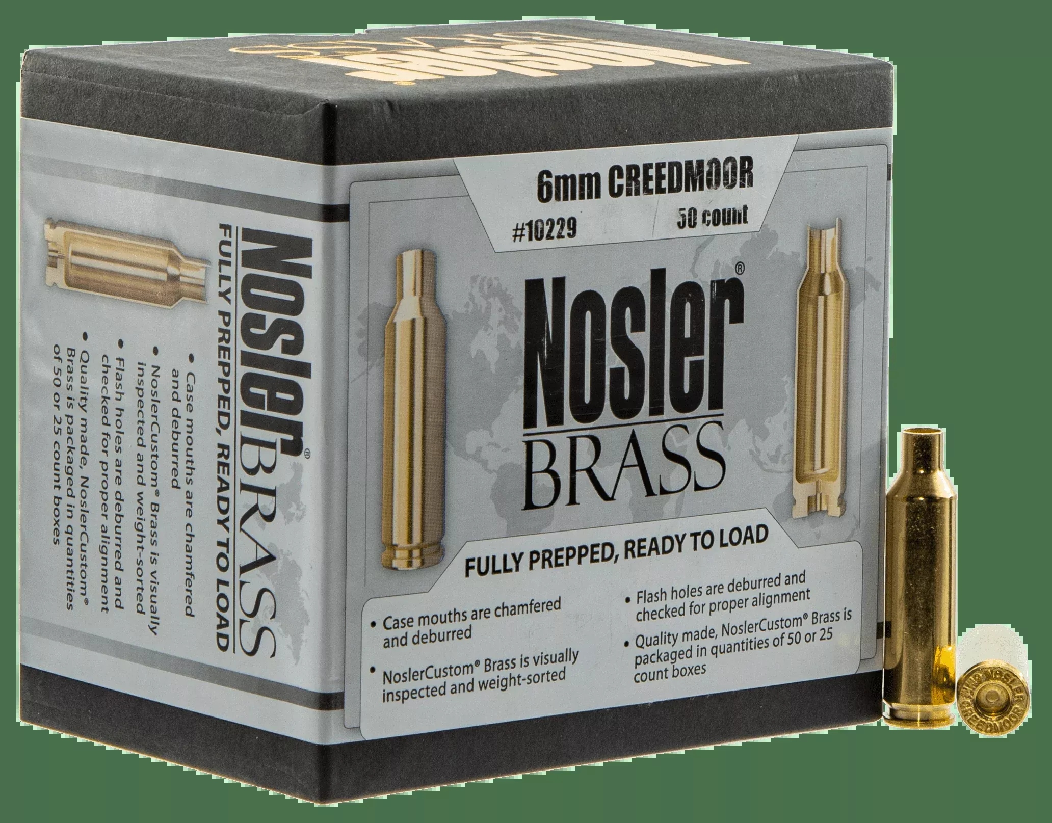 Nosler Custom Brass 6mm Creedmoor 50 Pk.