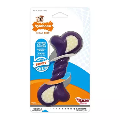 NYLABONE Double Action Small/Regular Bacon Puppy Chew Bone (NTG203)