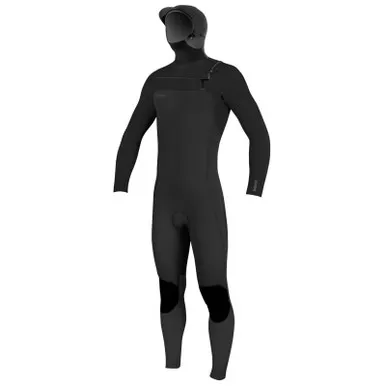 O'NEILL Hyperfreak 5/4mm+ Chest Zip Full Black Wetsuit with Hood (5347-A00)