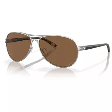 OAKLEY Women's Feedback Satin Chrome Frame/Prizm Bronze Lenses Sunglasses (OO4079-4759)