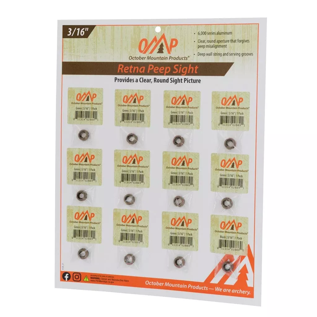 October Mountain Retna Peep Sight Tan 3/16 In. 12 Pk.