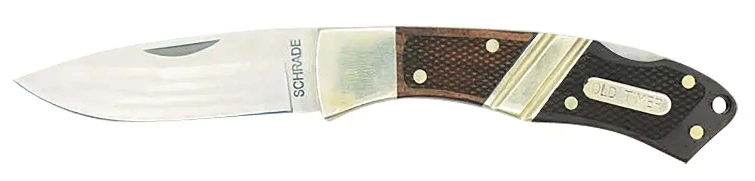 Old Timer Mountain Beaver Jr. 2.50" Folding Drop Point Plain Mirror Polished Blade Brown Wood Silver Nickel Handle