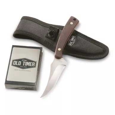 Old Timer Sharpfinger Fixed 3.25" Blade Knife and Deck of Cards Combo