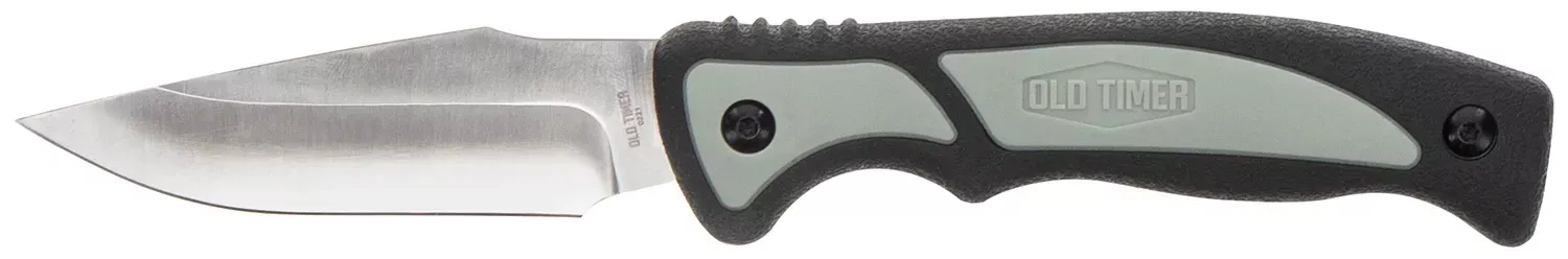 Old Timer Trail Boss 3.70" Fixed Caper Plain Stainless Steel Blade 5.25" TPE Handle Includes Sheath