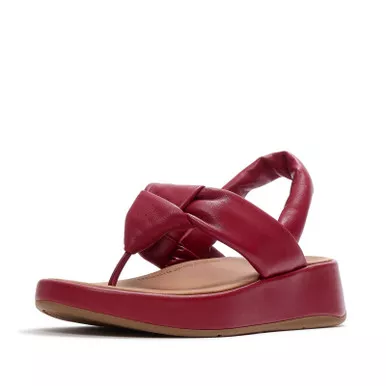 Open Box (Damaged package): FITFLOP F-Mode Knot Soft-Leather Back-Strap Sandals, Color: Burnt Berry, Size: 6 (A2A-D47-040)